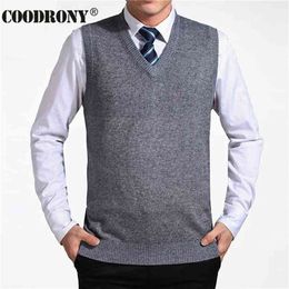 COODRONY Arrival Solid Colour Sweater Vest Men Cashmere Sweaters Wool Pullover Men Brand V-Neck Sleeveless Jersey Hombre 210818