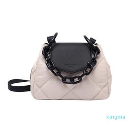 Evening Bags 2022 Hit Winter PU Leather Padded Quilted Women's Designer Tote Bag Handbag Chain Shoulder Crossbody