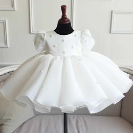 Baby Girl clothing for Baptism Princess Dress Birthday Party Wedding Beading Ball Gown kids Pageant Tulle Tutu dress for girls Q0716