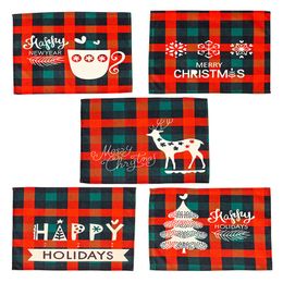 Christmas Placemats Red and Green Check Plaid Dining Table Mats Home Xmas Decoration 44 x 33 cm 5009 Q2