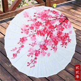 Women Umbrella Silk outdoor Japanese Cherry Blossoms Ancient Dance Wedding Decorative Umbrella Chinese Style Oil Paper Umbrella 210401