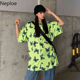 Neploe Blusas Mujer De Moda Verano Harajuku Print Butterfly Blouses Women Streetwear BF Tops Korean Chic Blouse Femme 94943 210422