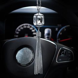 Interior Decorations Luxury Rhinestone Car Hanging Ornaments 4 Colors Crystal Rear View Mirror Accessories For Men Women Girls Gifts Pendant