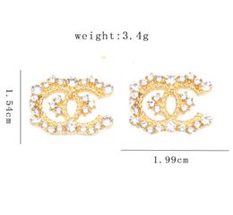 Wholesale 18K Gold Plated Geometric Annulus Charm Stud Earrings Luxury Brand Design Letter Peach Heart Pearl Earring Fashion Diamond Wedding Jewellery Accessories