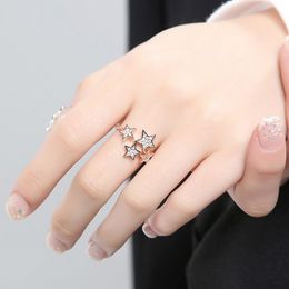 Adjustable Rings For Women Little Star Exquisite Personality Cubic Zirconia 3 Color Party Gift Fashion Jewelry KBR072