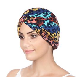 Fashion Print Leopard turban bonnet muslim woman wrap head inner hijabs for cap ready to wear ladies hijab underscarf caps