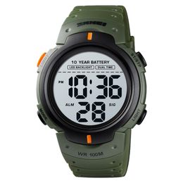 SKMEI 10 Years Battery Men's Watch 100M Waterproof Alarm Clock Sport Watches LED Digital Man Wrist Watch relogio masculino 1560 210407