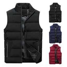 Men's Vests Men Vest Stylish Anti-shrink Pockets Solid Color Waistcoat For Adult Winter