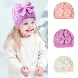 12pcs Knitted Winter Baby Hat for Girls Candy Color Bonnet Enfant Baby Beanie Turban Hats Newborn Baby Cap for Kids Accessories