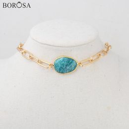 turquoise amazonite Australia - Pendant Necklaces 14'' Metal Necklace Natural Gems Stone For Women Gold Plating Turquoises Amazonite White Crystal Choker HD0352