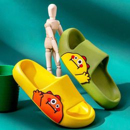 Summer Children Bath Slippers Cartoon Dinosaur Anti-slip EVA Kids Bathroom Shoes Lightweight Girls House Slides qq484 210712