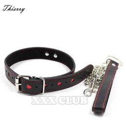 Nxy Sex Adult Toy Thierry Pu Leather Bondage Restraints Collar and Leash Dog Toys Games for Adults Couples 1225