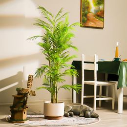 Fiori decorativi ghirlande 90-180 cm Grande palma artificiale Pagina tropicale ramo di plastica in vaso foglia di foglie di foglias giardino soggiorno