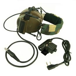 Tactical Headset Headphone With U94 PKenwood 2 Way Pin Comtac II Noise Reduction Walkie Talkie Dual POlive Drab Accessories