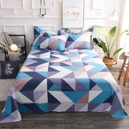 Colourful twin flat sheets king size pretty geometric plaid bed queen lines multicolor grids sheet #/L 210626