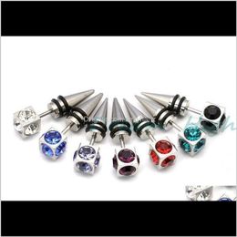 Other Body Jewelry Drop Delivery 2021 316L Statinless Steel Diamond Earring Fashion Stud Fake Expander Mens Ear Ring 50Pcs/Lot Chimr
