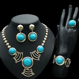 Earrings & Necklace Yulaili Factory High Quality Miniature Painting Gold Filled Bracelet Ring Copper Four Jewellery Sets