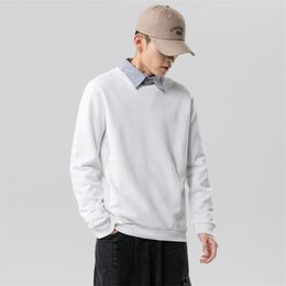 Ho Sale Men's Sweatshirt Hoodie Top Autumn Style Patchwork O-neck Long Sleeves Pullover 210813