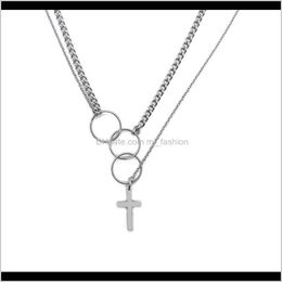 & Pendants Jewelrymen Fashion Exaggerated Cross Circle Ring Pendant Collar Chain Charm Necklaces 0609 Drop Delivery 2021 W1Map