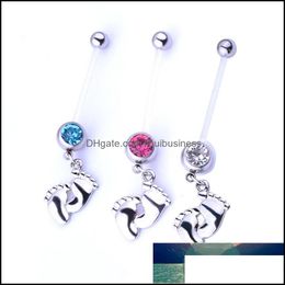 Barefoot Sandals Body Jewelry Fashion Surgical Steel Women Belly Button Rings Navels Piercing Dangle Baby Feets Piercings Drop Delivery 2021