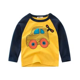 est Spring Boys t shirt Cute Cartoon Car Casual Cotton tshirt Long Sleeve Kids Boys Tops Sweatshirt Children Clothes 5 Colours 210713