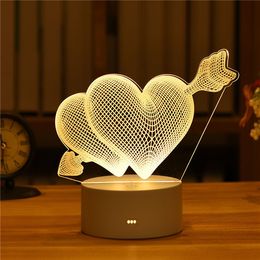 2022 Valentines Day Gift 3D Love Lamp Acrylic Bear Rose LED Night Light Kids Birthday Gift Rabbit Easter Deco Wedding Decoration Christmas gift