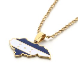 Enamel Honduras Map And Flag Pendant Necklaces For Women Jewellery Patriotic Gifts