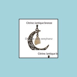 & Pendants Pendant Necklaces Natural Stone Necklace Amethyst Star Moon Chakra Bohemia Gift Jewellery For Women Drop Delivery 2021 Wyjze