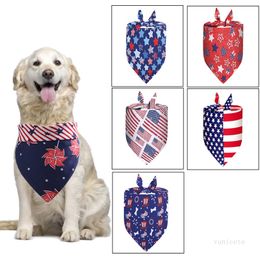 Independence Day Pet Saliva Scarf American Flag Triangle Scarf Cat Dog Scarf Pet Apparel Supplies T500780