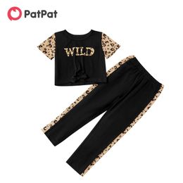 Summer 2pcs Kid Girl Pants suit Avant-garde Suits Short-sleeve Cotton Fashionable Clothes 210528