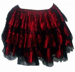 Vocole 4 Colors Burlesque Sexy Mini Tutu Skirt Lace Mesh Satin Corset Dancer Skirts Costume Petticoat Elastic Waist1