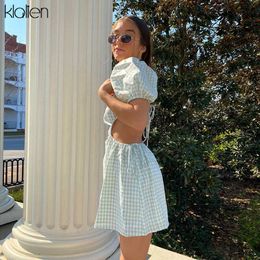 KLALIEN Fashion Elegant French Romantic Summer Women Dresses New Street Party Puff Sleeve Hollow Out Dot Mini Dress Mujer Y0823