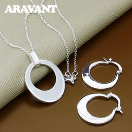 Fashion Wedding Jewelry Set Silver Moon Hoop Earring Pendant Necklace Chains Women Jewelry Accessories