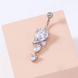 Zircon Bowknot Heart Belly Button Rings 316L Stainless Steel Sunflower Navel Barbell For Women