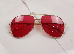 Vintage Pilot Sunglasses for Men Gold Metal Red Lens Fashion Sun glasses 0110 Sonnenbrille gafa de sol with box