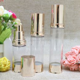 Gold Empty Refillable Bottles Travel Essential Lotion Cosmetic Container 20ml 30ml 40ml Airless Pump Bottle 100pcs/lotgood qty