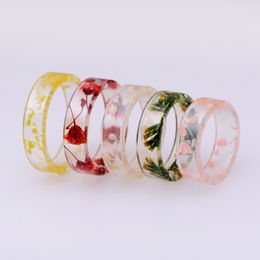 ring inside UK - Beautiful DIY Dried Flowers Colorful Resin Ring For Women Tranparent Acrylic Plants Inside Engagement Wedding Finger Decor