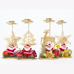 Candle Holders Gift Desktop Decoration Christmas Tree Dining Table Iron Candlestick Ornaments