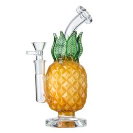 Pineapple Bong Hookahs Straight Tube Thick Glass Bongs Recycler Heady Dab Oil Rigs Bubbler Water Pipes 14.5mm Female Joint With Bowl WP2194 Wholesale