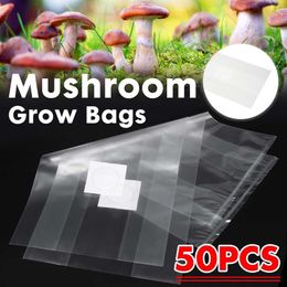 50pcs 45*32cm Polypropylene Mushroom Spawn Grow Bag Substrate Hight Temp Pre Sealable Garden Supplies Grow Bags Arrival 210615