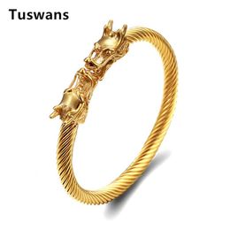 Fine Design Dragon Head Bangles For Men High Quality 316L Stainless Steel Gold/Black Bracelets Bangles(TSYLB009) Bangle