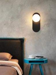 Wall Lamp Nordic Gold Oval Lamps Living Room Bedroom Glass Sconces Lights European Bedside Study El Decor Lighting