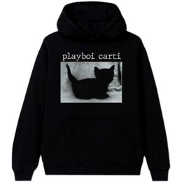 Men's Hoodies Fla independent playboi Carti whole lotta Red Black Cat Sweater Hoodie hooded men and women146