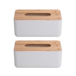 Tissue Boxes & Napkins 2 Pcs Box Rectangle Car Paper Towel Holder Desktop Wooden Napkin Storage Container For Home Office