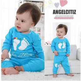 Foot Baby Boys Clothes Sets Toddler T-Shirts + Pant Suit Newborn clothing Tops Trouser 100% Cotton bebe jumpsuits 210413