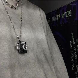 Chains Cool Flash Camera Pendant Stainless Steel Necklace, Vintage Long Chain Punk Jewelry For Women Man Friendship Girl Gifts