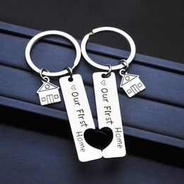 Our First Home KeyChain Holder Letter Color Pendant Stainless Steel Mental key Chain