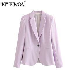 Women Fashion Office Wear Single Buttons Basic Blazer Coat Long Sleeve Pockets Female Outerwear Chic Tops 210420