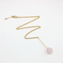 Exquisite Handmade Pink Crystal Ball Pendant Necklaces Polishing Metal Druzy Natural stone Rose Quartz Collar Necklace