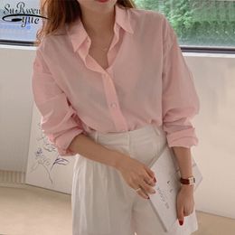Early Autumn Warm Colour Simple Classic Solid Women's Shirt Y2k Lapel Loose Wild Long Sleeve Blouse Women 13049 210427